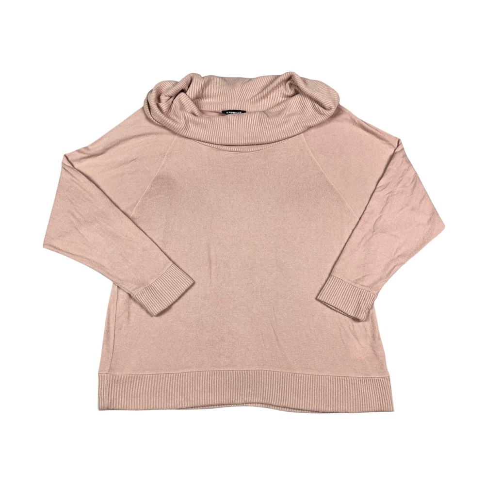 Express Womens Dusty Rose Cowl Neck Raglan Sleeve Knit Sweater Size Medium Pink
